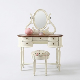 Classic Dressing Table Mirror Luxury Console Stool Make Up Table Country House New