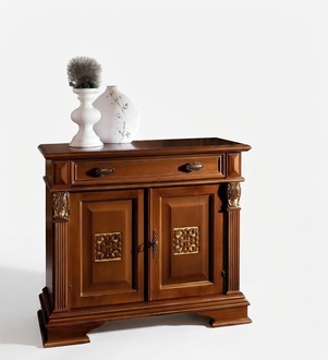 Classic empire style wall unit sideboard with 2-swing doors & a sliding drawers made of real solid wood