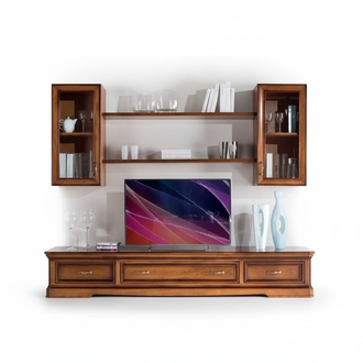 Classic Wall Unit Living Room Wall Shelves Sideboard RTV Brown Lowboard