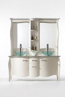 Classic washbasin Double vanity Wooden vanity unit Standing mirror