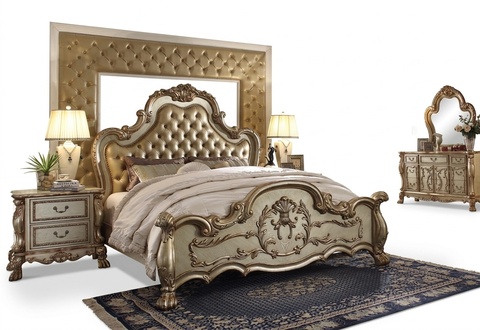 Baroque classic style massive chesterfield design marriage double bed made of real wooden