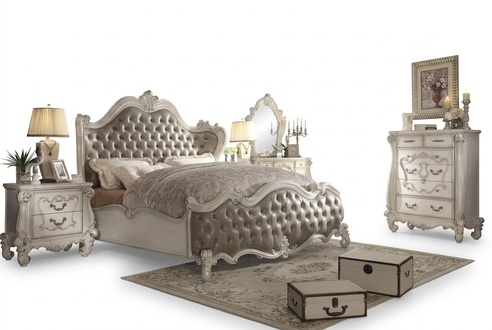Classic baroque style chesterfield design double bed made of real wooden frame