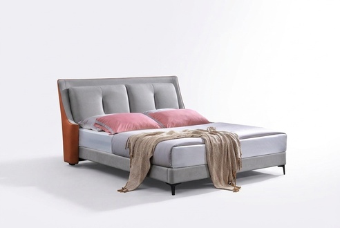 Classic Bed Double Beds Wood Gray Style Real Wood Bedroom New