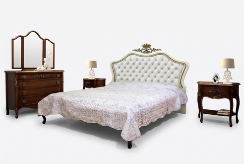 Classic Bed Luxury Furniture Beds Bedroom Furnishings Bedside Table 2x 3pcs.
