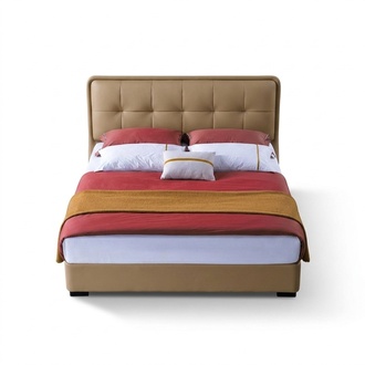 Classic bedroom bed white textile beds leather upholstery double 180x200cm