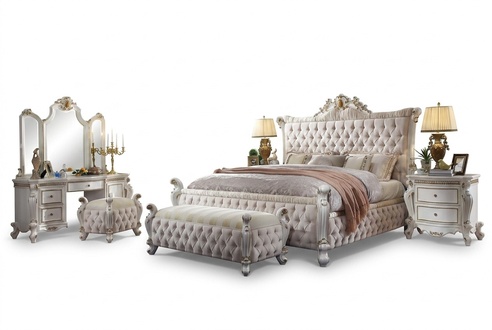 Classic bedroom set baroque rococo bed bedside table chest of drawers 7-piece set