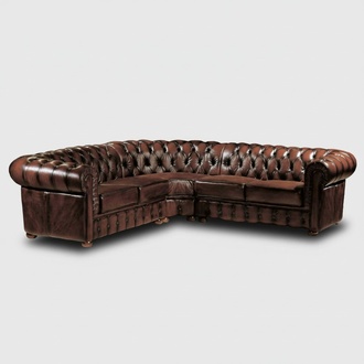 Classic Chesterfield Corner Sofa L-Shaped Premium Faux Leather Brown Living Room Couch New