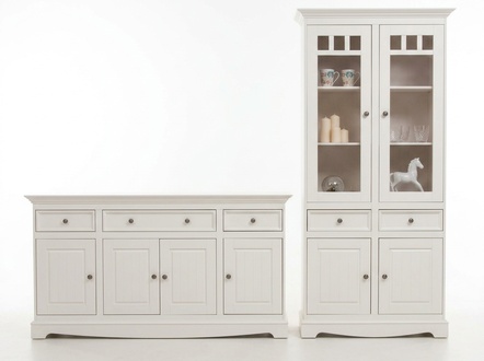 Classic Design Furniture Group 2pcs Set Style Country House Display Cabinet Chest of Drawers Furniture Wood