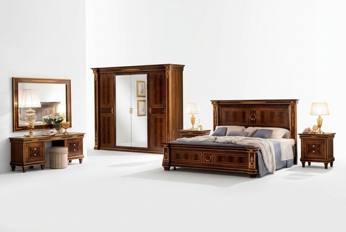 Bedroom wooden double bed in art nouveau style italain furniture arredoclassic™