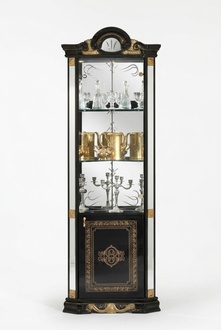 Baroque style made of real wooden gloss corner dinin/living room showcase/cupboard