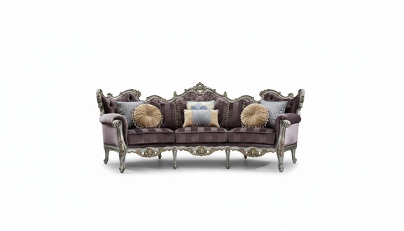 Classic Four Seater Living Room Couch Textile Baroque Rococo Luxury Sofa Sofas New