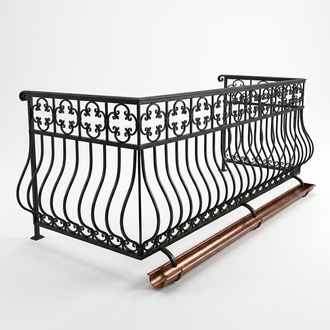 Classic railing handcrafted balcony stair wrought iron fence 1 linear meter #337