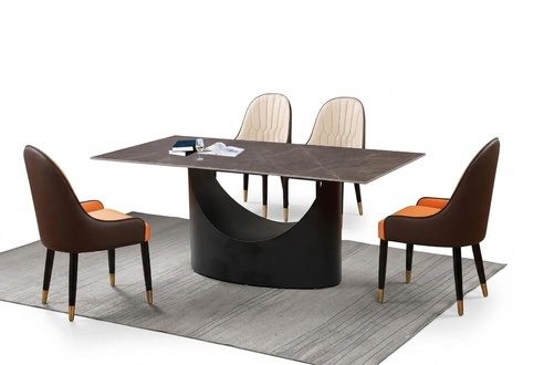 Classic luxury dining room furniture dining set armchair table group 5 pieces. set.