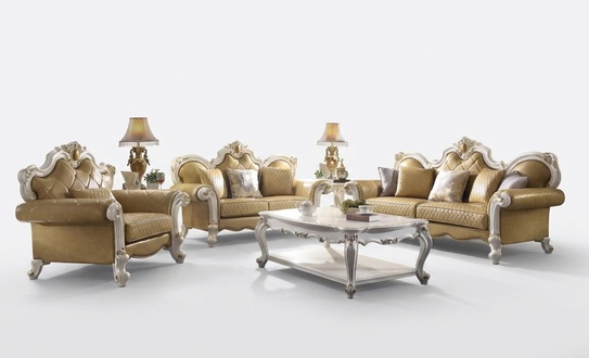 Classic sofa set 3+2+1 seater leather sofa couch leather 3 pieces. Set baroque new
