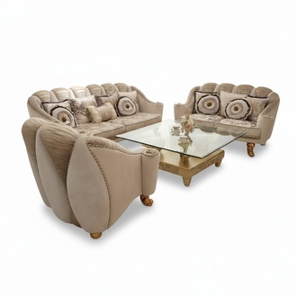 Classic style made of real wooden inner frame set of 3+2+1 seater sofas