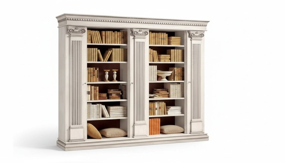Classic White Bookcase Office Furniture Shelves Design Shelf Cabinet