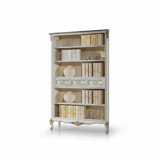 Classic White Luxury Bookcase Drawers Solid Wood Furniture New