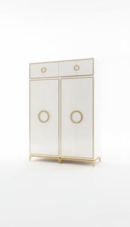 Modern style designer gloss wardrobe made of real wooden frame & stainless steel with 8-swing doors
