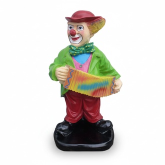Colorful decorative figure designed as a clown playing accordion 65cm
