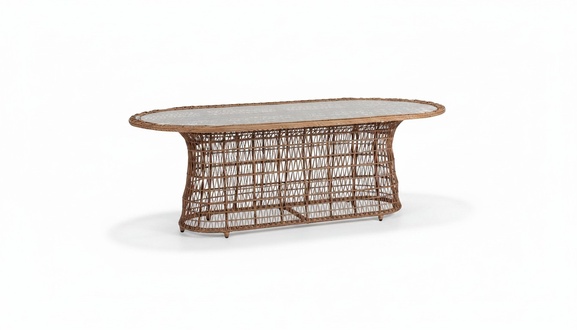 Brown Coffee Table Luxury Modern Design High-Quality Rattan Side Table