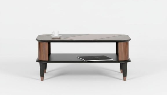 Brown Coffee Table Modern Rectangular With Shelf Modern Office Furniture New