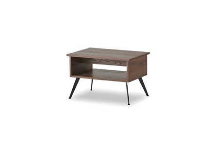Brown coffee table with shelf rectangular shape solid color style office room