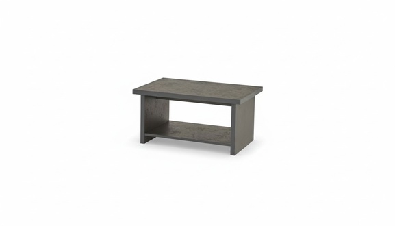 Gray Coffee Table Solid Color Modern Office Rectangular Shape with Shelf
