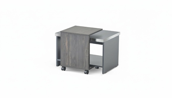Gray Coffee Table Solid Color Office Living Room Rectangular with Shelf