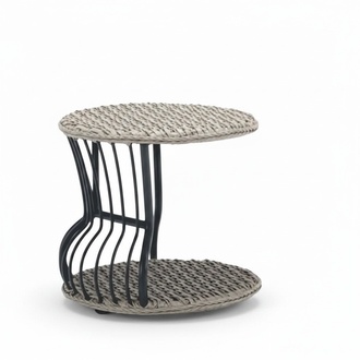 High-Quality Gray Coffee Table Luxury Furniture Patio Design Rattan Round Modern Furniture