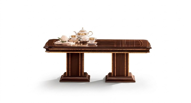 Living room made of wooden noble coffee table in classic baroque style