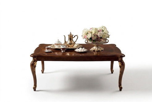 Classic style wooden living room square side coffee table 118cm & long coffee table 160x118cm