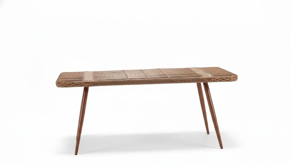 Rectangular Coffee Table Beige Luxury Rattan Modern Design High Quality