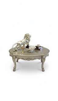 Baroque style made of real wooden round coffee table for living room