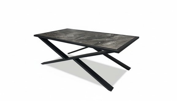 Coffee table side table marble look metal frame industrial design