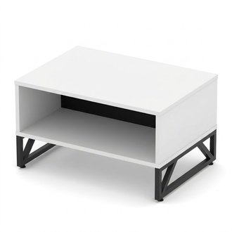 Coffee table side table study desk white-black with storage space
