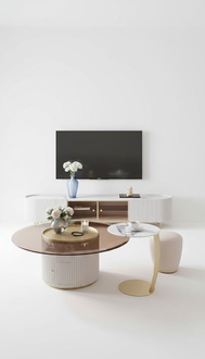 Coffee table sideboard 2 pieces Led living room Illuminated furniture table Lowboard glass