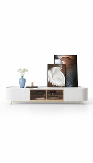 Sideboard Living Room Furniture Side Lowboard Cabinet Walls Dresser Glass White Premium
