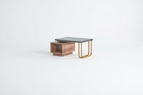 Coffee table working room living room modern brown gray two-colored shelf