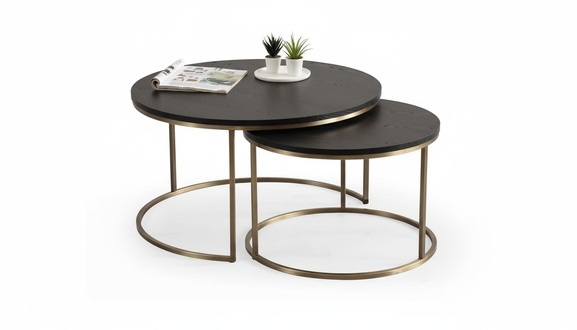 Coffee tables 2 parts top and bottom brass metal legs high quality living room