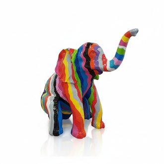 Colorful sitting gloss decorative elephant sculpture 140cm height