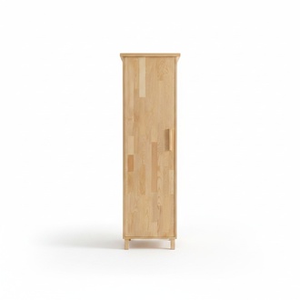 Compact beige wardrobe, single-door bedroom storage cabinet.