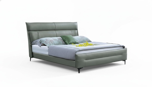 Full Bed Green Leather Bed Beds Luxury Design Bedroom Furniture 180x200