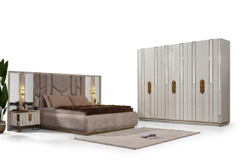Complete bedroom double bed bed cupboard bedside tables 4 pieces white