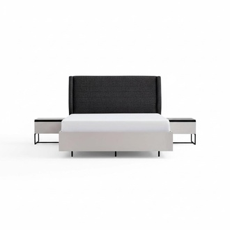 Complete bedroom furniture double bed wood 3-piece design white bed set