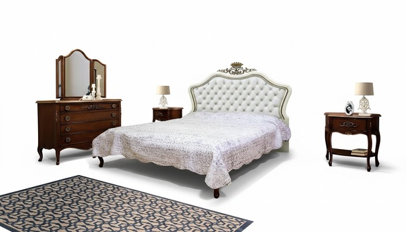 Complete Bedroom Set 4 pcs Design Modern Luxury Bed 2x Bedside Table Chest of Drawers