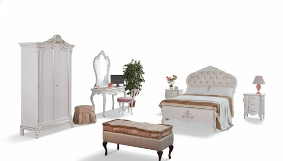 Complete bedroom set bed bedside tables closet stools 8 pcs