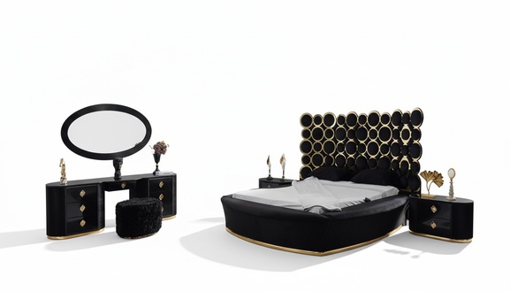 Complete Bedroom Set Luxury Bed 2x Bedside Tables Dressing Table Mirror 5tlg