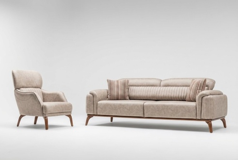 Complete beige leatherette sofas designer leather three seater single armchair