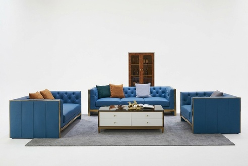 Complete Chesterfield Set sofa set 3 2 1 seat coffee table designer 4pcs