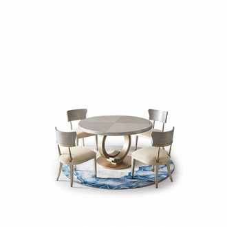 Complete Dining Room Set Round Table + 4x Armchairs Chairs Dining Set